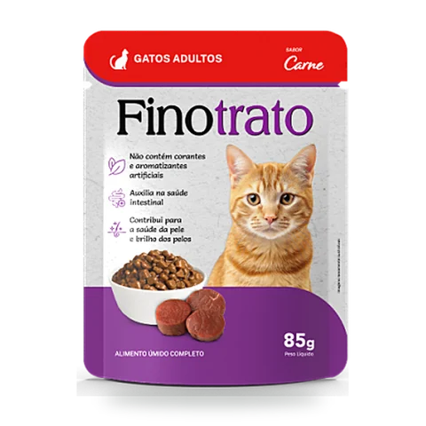 Embalagem Finotrato Sachê Gatos Adultos Carne 85g